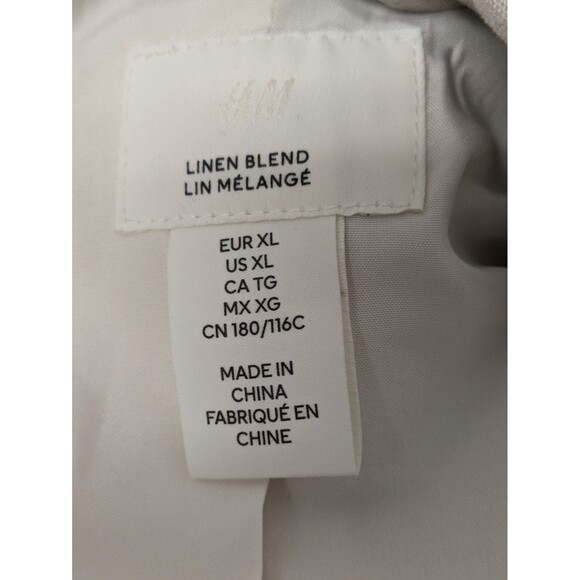 H&M Ivory Linen Blend Double Breasted Single Button Blazer Jacket sz XL Office - Picture 8 of 10